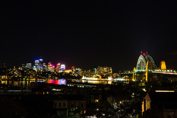 Fototapeta premium オーストラリア シドニーのハーバーブリッジと夜景
