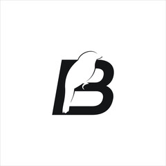 Initial  Logo Design Black Monogram from B Letter and bird Graphic Element