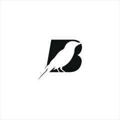 Flat Logo Monogram from B Letter and bird Graphic Element