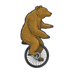 unicycle bear sketch raster illustration © Oleksandr Pokusai