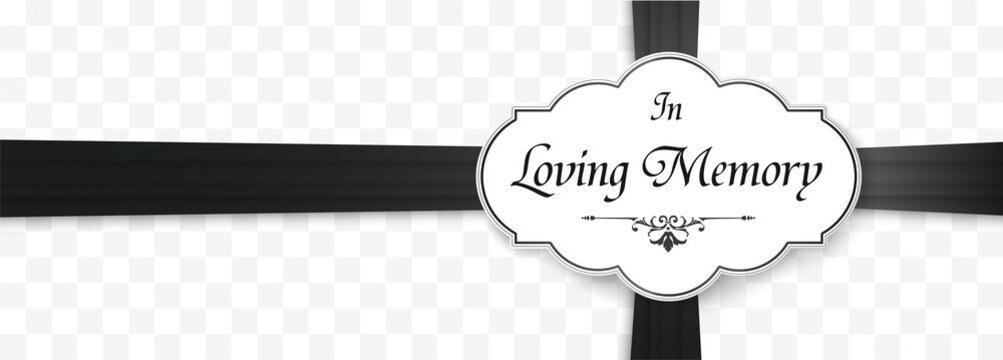 Loving Memory Obituary Emblem Black Ribbon Header