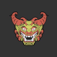 illustration of a traditional indonesian style dragon head