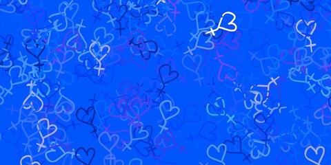 Light Pink, Blue vector template with businesswoman signs.