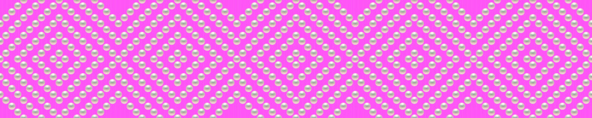 Pink luxury background with pearls and rhombuses. Seamless vector illustration. 