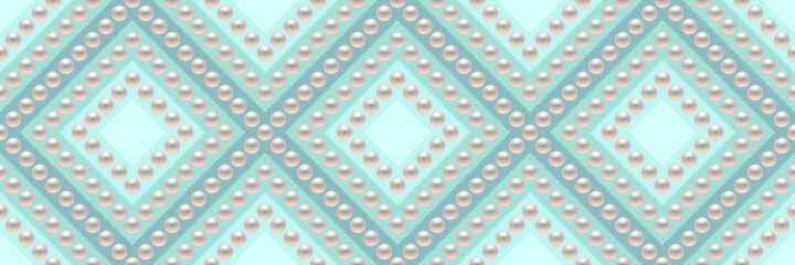 Blue luxury background with small pearls. Seamless vector illustration. 