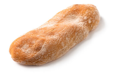 Ciabatta, pane tradizionale italiano intero isolato su fondo bianco 