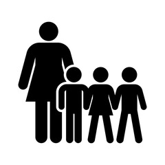 Family logo concept. Mother and children. Vector icon illustration.