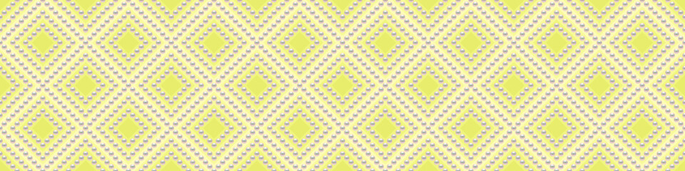 Yellow luxury background with small pearls and rhombuses. Seamless vector illustration. 