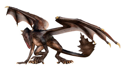 3D Rendering Fairy Tale Dragon on White