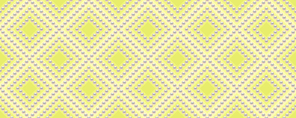 Yellow luxury background with small pearls and rhombuses. Seamless vector illustration. 