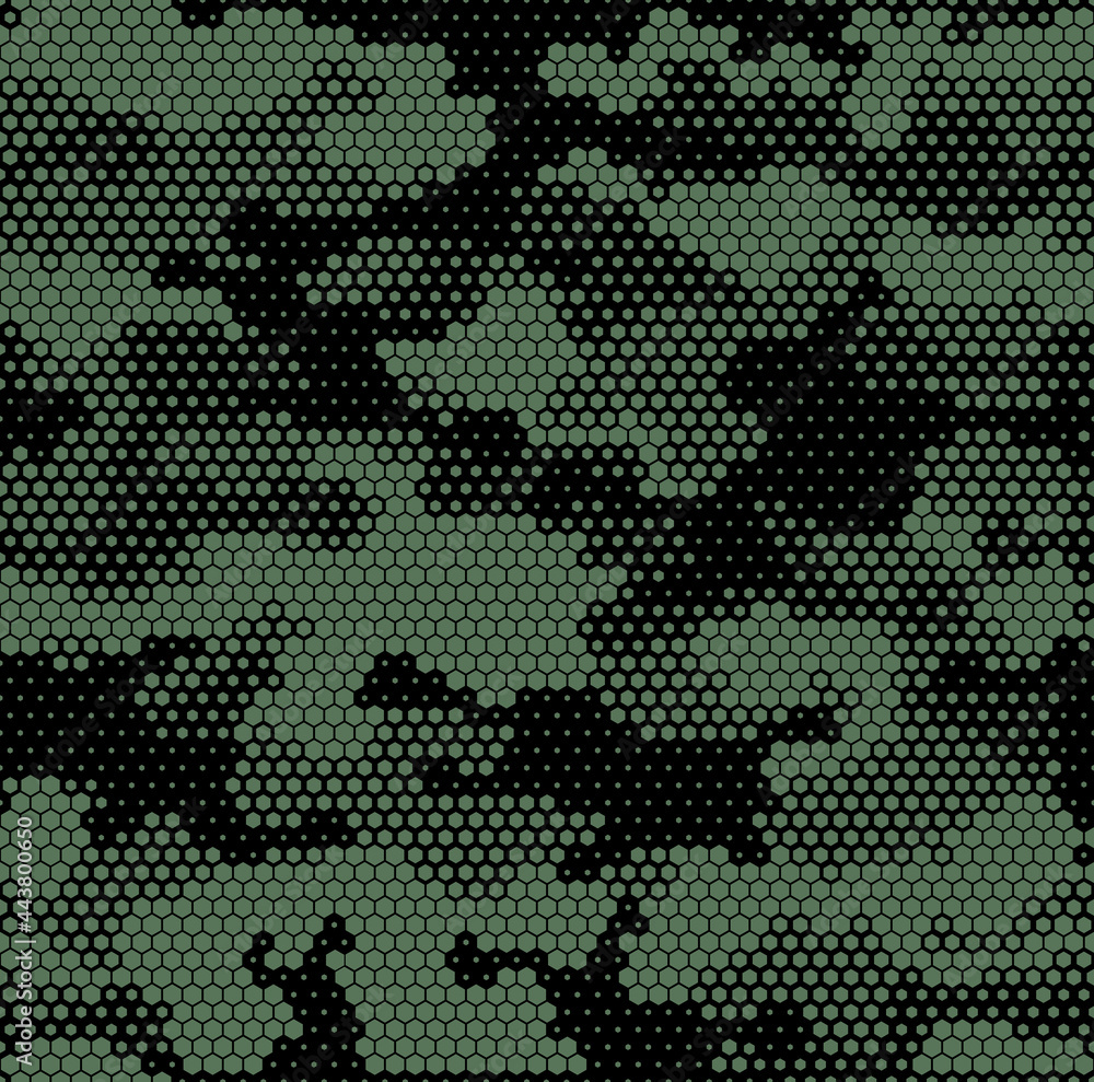 Poster camouflage seamless pattern modern. abstract camo from hexagonal elements. military texture. print o