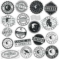 Athens Greece Stamp. Vector Art Postal. Passport Travel Design. Travel and Business Set.