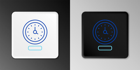 Line Clock icon isolated on grey background. Time symbol. Colorful outline concept. Vector