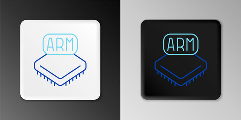 Line Processor icon isolated on grey background. CPU, central processing unit, microchip, microcircuit, computer processor, chip. Colorful outline concept. Vector
