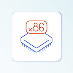 Fototapeta premium Line Computer processor with microcircuits CPU icon isolated on white background. Chip or cpu with circuit board. Micro processor. Colorful outline concept. Vector