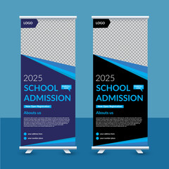 Admission stand banner post template and social media roll-up banner design template back to school, college, university, coaching center vector template design.

