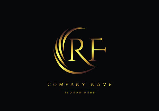 alphabet letters RF monogram logo, gold color elegant classical