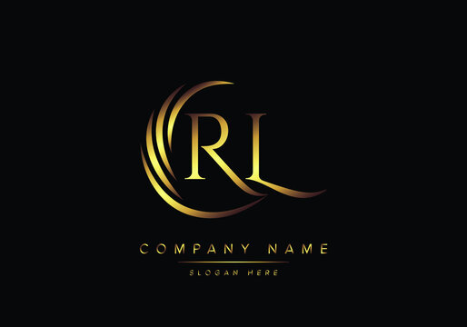 alphabet letters RL monogram logo, gold color elegant classical