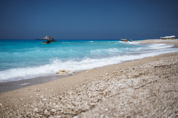Fototapeta na wymiar Gialos beach in Lefkada Ionian island, Greece