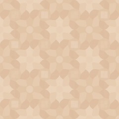Seamless pattern. Abstract texture. Geometric flowers. Striped checkerboard. Beige shades.