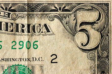 Macro shot of a part of usa banknote