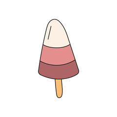 Chocolate and vanilla flavored  ice cream on a stick. Isolated flat vector illustration on white background. Flat design