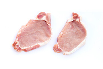Fresh pork on white background.