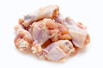 Fresh raw chicken wings (wingstick) on white background.