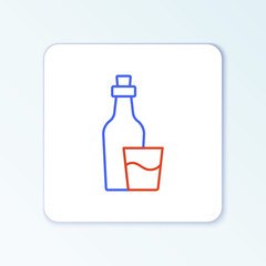 Line Soju bottle icon isolated on white background. Korean rice vodka. Colorful outline concept. Vector