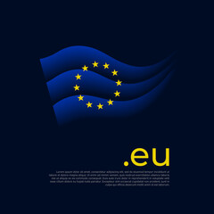 European union flag. Colored stripes of the EU flag on a dark background. Vector stylized poster, banner, cover design with eu domain, place for text
