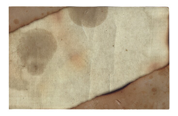 Old vintage rough texture retro paper with burned stains and scratches background