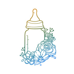 Feeder Rose Flower with Vintage Baby Design. Milk Floral Frame Ornament Vector Style. Decoration Design Wreath Illustration.