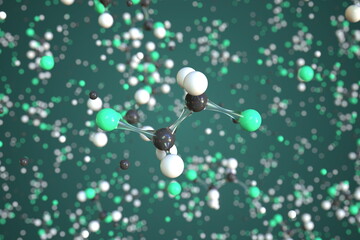 1,2-dichloroethane molecule. Conceptual molecular model. Chemical 3d rendering