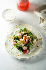 Homemade chicken wrap with vegetables