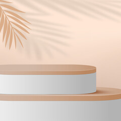 Abstract background with white color geometric 3d podiums. Vector illustration