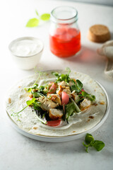 Homemade chicken wrap with vegetables