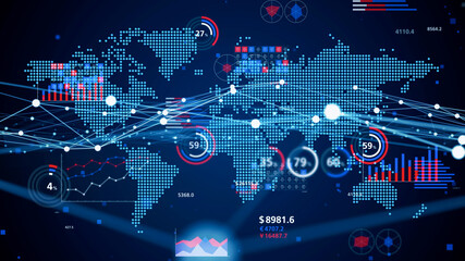 グローバルネットワーク　世界地図とグラフ © metamorworks