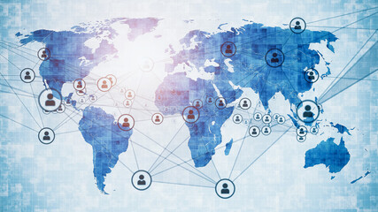 世界地図と人のネットワーク　グローバルビジネス - obrazy, fototapety, plakaty