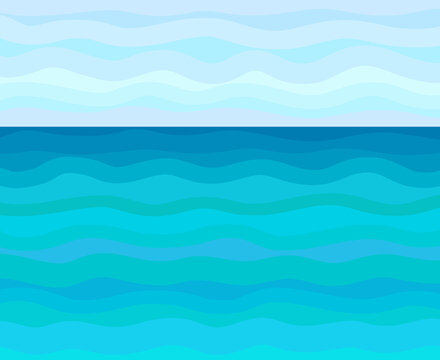 Abstract pattern. Universal sea landscape. Striped multicolored background with lines and waves. Universal geometric texture. Dinamic colored background. Lineal wallpaper. Decorative style. Line art