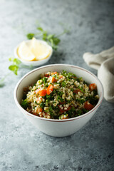 Traditional Tabbouleh salad with parsley and tomato