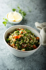 Traditional Tabbouleh salad with parsley and tomato