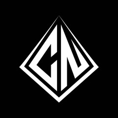 CN logo letters monogram with prisma shape design template