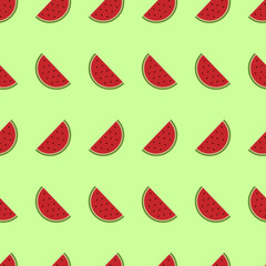 Abstract geometric background style, cute seamless pattern with watermelon on green background
