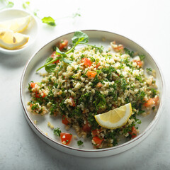 Traditional Tabbouleh salad with parsley and tomato