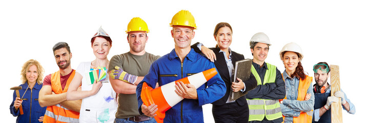 Handwerker und Arbeiter als Bau und Gewerke Konzept