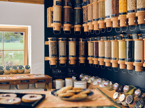 No packaging food containers in small shop