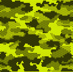 Seamless camouflage pattern. Military texture from hexagonal elements. Abstract camo. Print on fabric. Vector