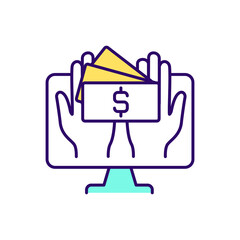 Online donation platform RGB color icon. Crowdfunding website. Raising finance via internet. Isolated vector illustration. Helping nonprofit organization raise money simple filled line drawing