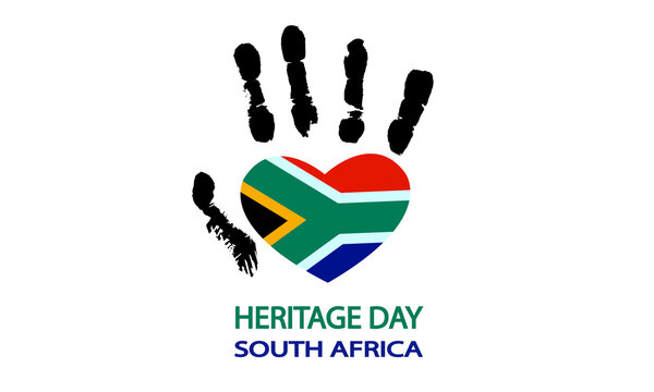 Hand with the flag of south africa for heritage day, vector art illustration.