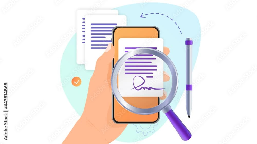 Aufkleber electronic contract or digital signature concept in video. signing an electronic contract online in 